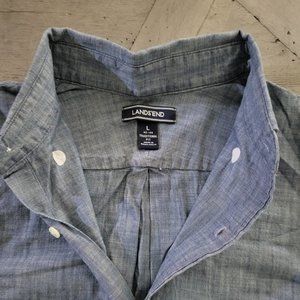 Men's Long Sleeve Traditional Fit Chambray Shirt Blue